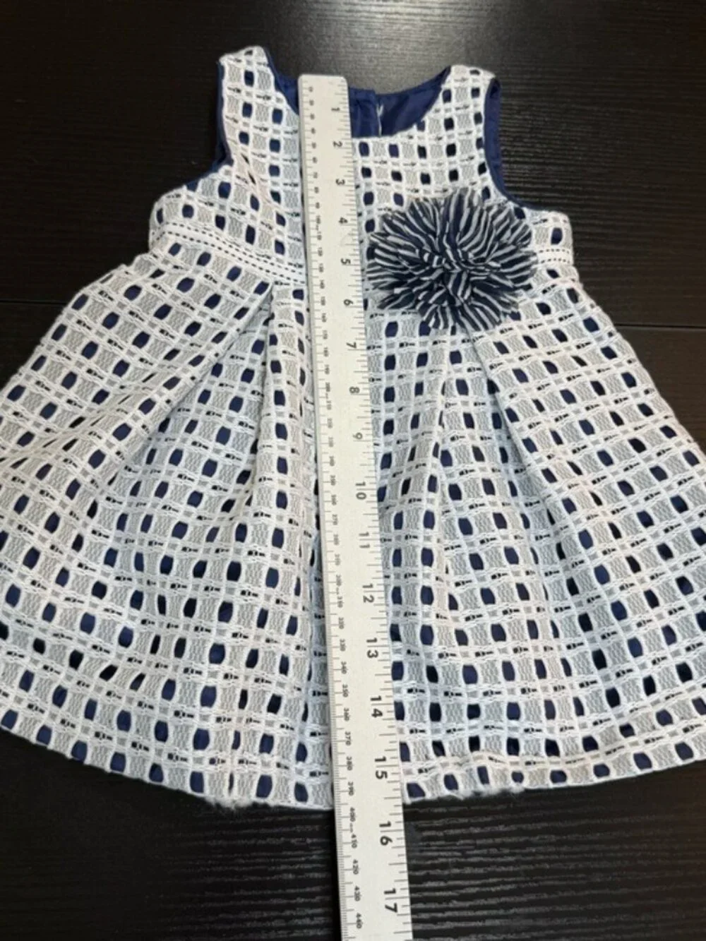 Marmellata Baby Girl Dress 12M Navy White Lace Overlay Sleeveless Spring Party